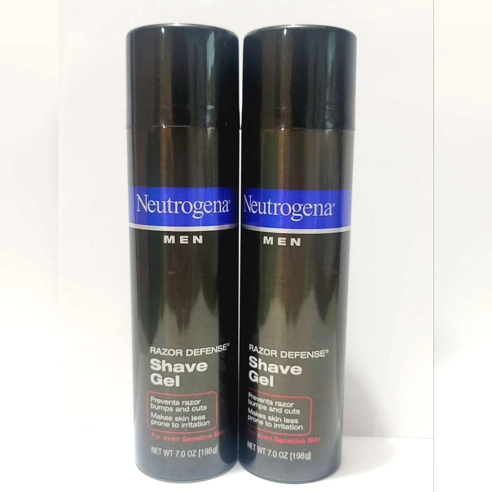 NEUTROGENA MEN SHAVE GEL RAZOR DEFENSE SENSITIVE SKIN 7 OZ - 2 PC LOT